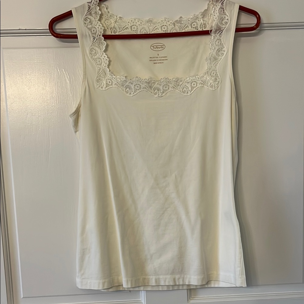 Talbots White Lace Trim Tank Top